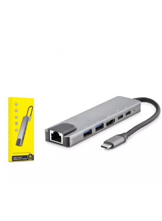 HADRON HDX7791 TYPE-C HDTV COMBO HDMI 4K 30HZ + 2-TYPE-C + 2-USB3.0 + LAN 6IN1 GRİ
