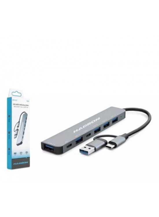 Hadron Hdx7827 Type-C Hub 2-Type-C + 4-Usb3.0 + 7In1 Gri Hadron Hdx7827 Type-C Hub 2-Type-C + 4-Usb3.0 + 7In1 Gri