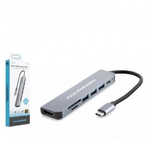 Hadron Hdx7835 Type-C Hdtv Combo Hdmi 4K 30Hz 3-Usb3.0 + Sd + Tf 7In1 Gri