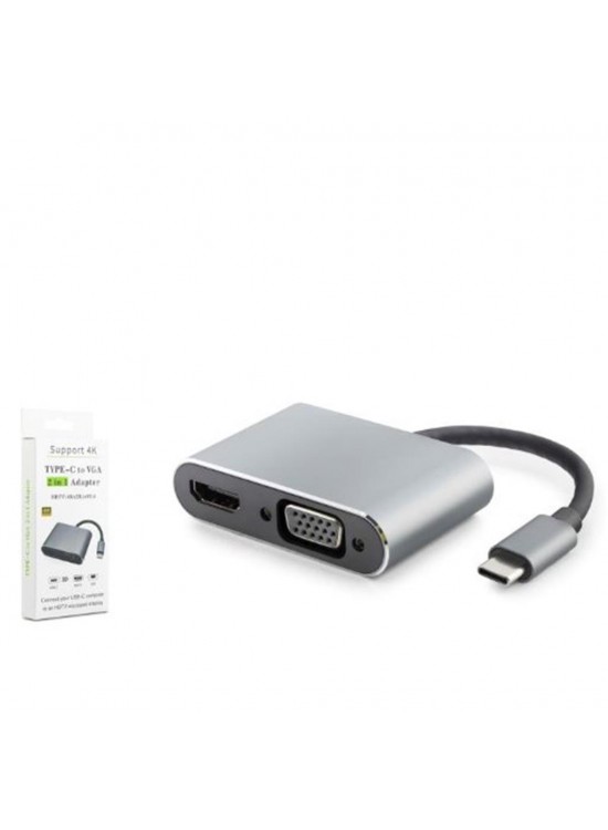 HADRON HDX7838 TYPE-C TO HDTV HDMI 4K 30HZ + VGA 2IN1 GRİ