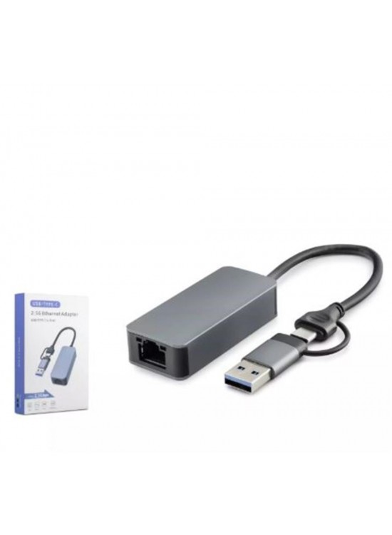 HADRON HDX7852 ETHERNET CARD USB2.0 + TYPE-C 2.5 Gigabit HADRON HDX7852 ETHERNET CARD USB2.0 + TYPE-C 2.5 Gigabit