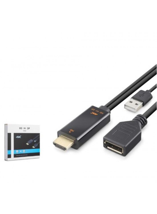 HADRON HDX7901 HDMI USB to DisplayPort Aktif Dönüştürücü Kablo 4K 60Hz 26 cm Siyah