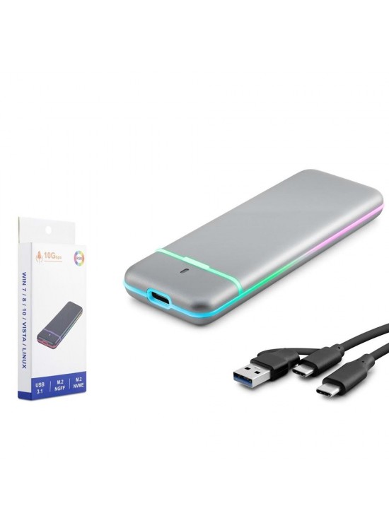 Hadron M2 Hdx1774 Ssd Kutu Type-C3.1 + Usb3.0 Nvme + Ngff M2 Chip Rtl9210B Gri