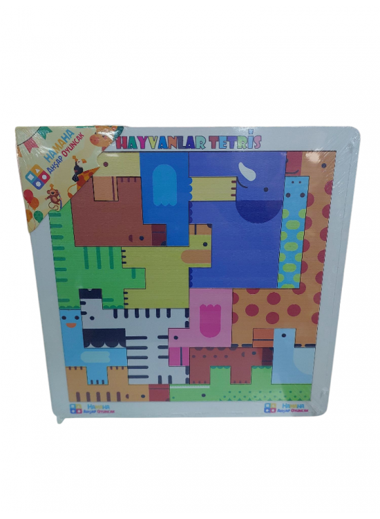 Hamaha Beyaz Çerçeve Ahşap Hayvan Puzzle 28X28