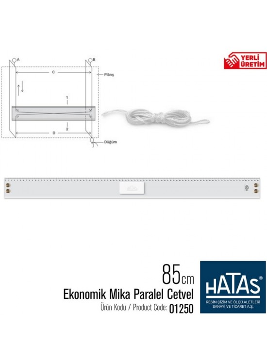 Hatas Ekonomik Mika Paralel Cetvel 85 CM Taksimatlı 1250