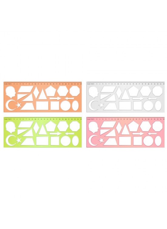 Hatas Geometrik Şablon Cetvelli Atatürklü 25 CM 02285 (1 Adet)