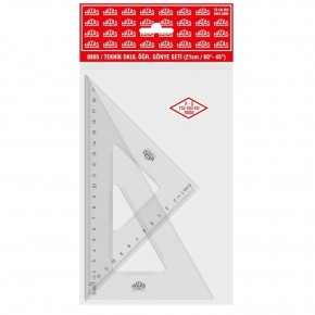 Hatas Öğrenci Gönye Seti 45-60 Derece Plastik 21 CM 0805 (1 Adet)