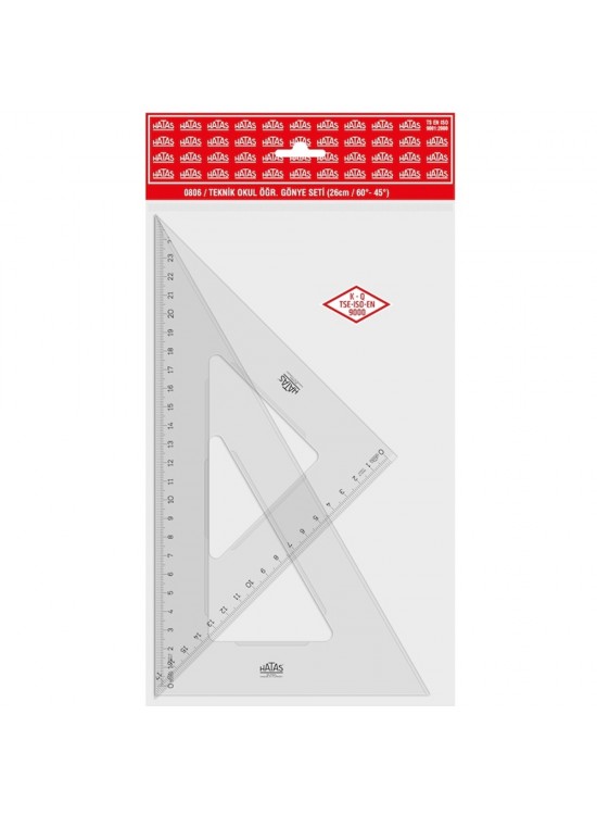 Hatas Öğrenci Gönye Seti 45-60 Derece Plastik 26 CM 0806
