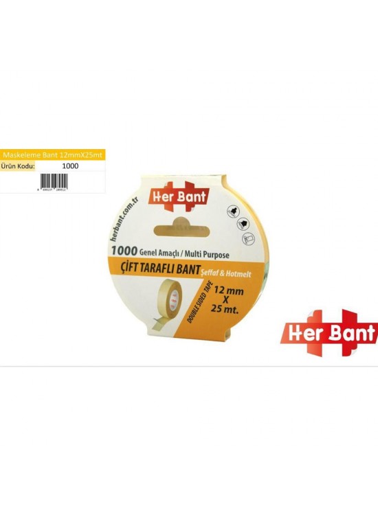 Her Bant Çift Taraflı Bant Askılı 12x25 Mt 1000