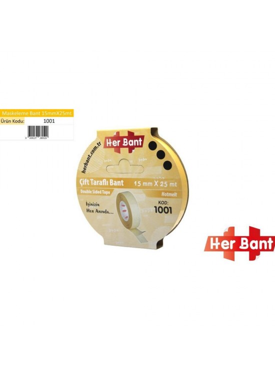 Her Bant Çift Taraflı Bant Askılı 15x25 Mt 1001 Her Bant Çift Taraflı Bant Askılı 15x25 Mt 1001