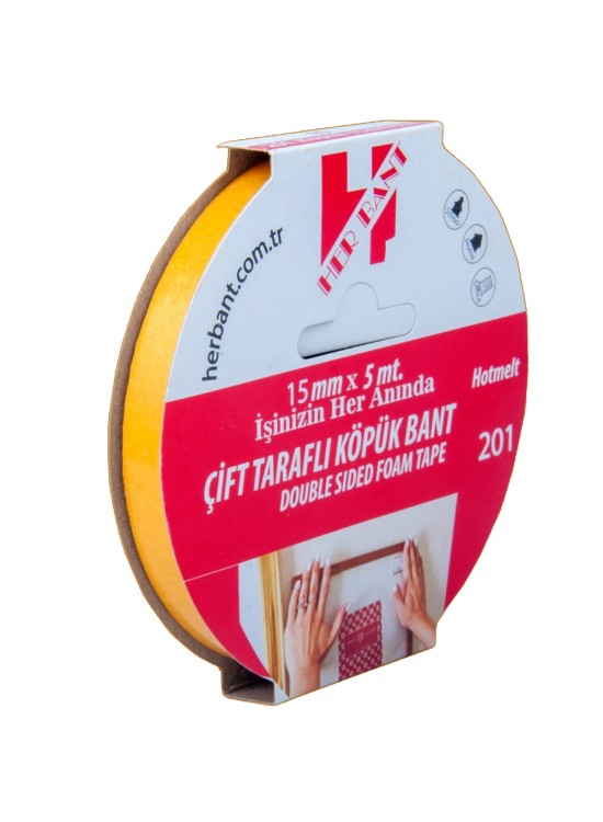 Her Bant Çift Taraflı Köpük Bant Askılı 15x5 Mt 2001