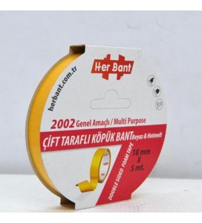 Her Bant Çift Taraflı Köpük Bant Askılı 18x5 Mt 2002