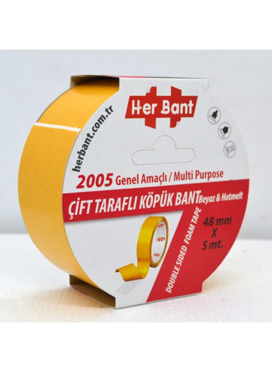 Her Bant Çift Taraflı Köpük Bant Askılı 48x5 Mt 2005