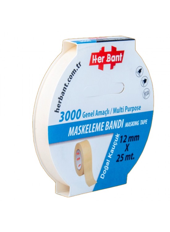 Her Bant Krepe (Maskeleme) Bantı 12 MMx25 Mt 3000 Her Bant Krepe (Maskeleme) Bantı 12 MMx25 Mt 3000