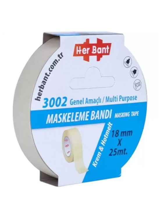Her Bant Krepe (Maskeleme) Bantı 18 MMx25 Mt 3002 Her Bant Krepe (Maskeleme) Bantı 18 MMx25 Mt 3002