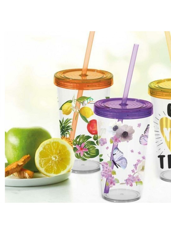 Herevin Desenli Pipetli Bardak-Tropical 660 CC 161748-006 Herevin Desenli Pipetli Bardak-Tropical 660 CC 161748-006