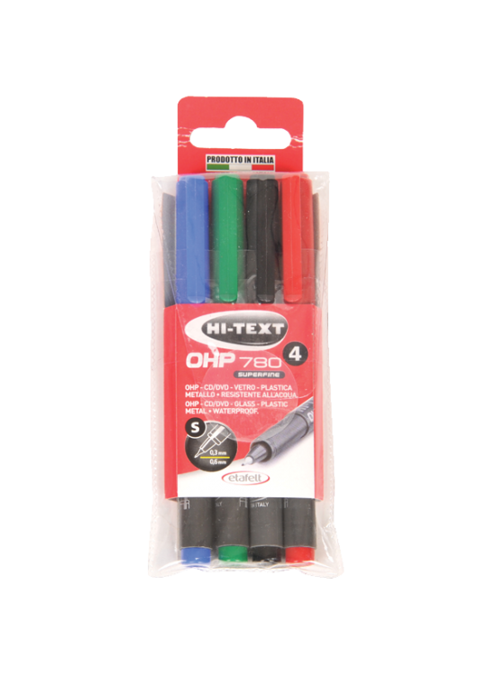 Hi-Text Asetat Kalemi Permanent S Seri 4 Renk 780S4PVC