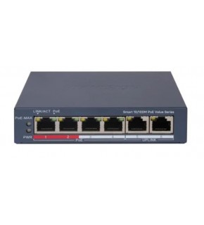 Hikvision DS-3E1106P-EI-M 4 Port PoE 10-100 2-Uplınk Yönetilemez Switch