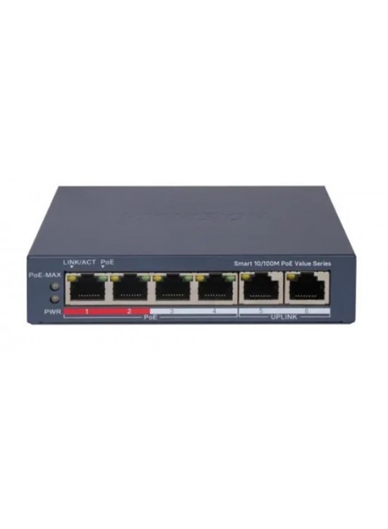 Hikvision DS-3E1106P-EI-M 4 Port PoE 10-100 2-Uplınk Yönetilemez Switch Hikvision DS-3E1106P-EI-M 4 Port PoE 10-100 2-Uplınk Yönetilemez Switch