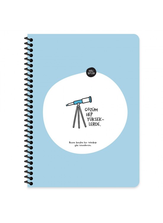 Hisli Şeyler Stickerli Defter Gözüm Yükseklerde 16,5x22,5 80 YP Çiz.