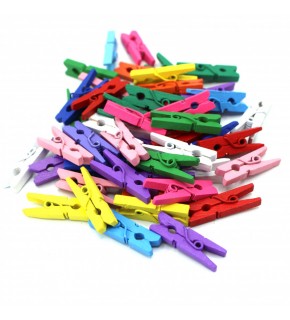 Hm Ahşap Mini Mandal Renkli 25mm 6850-7 100 Lü