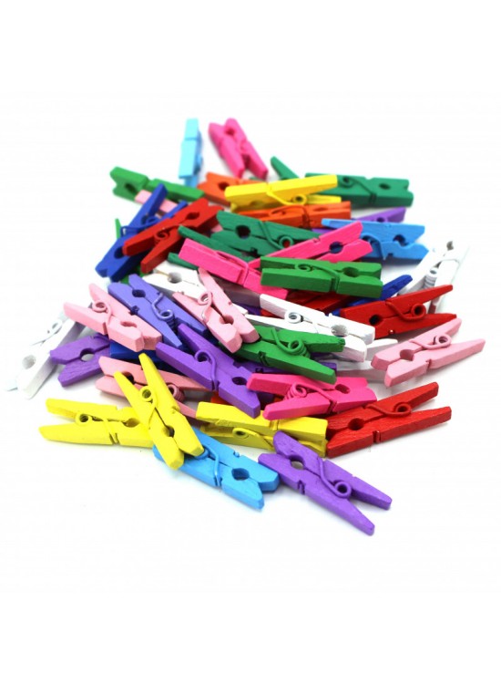 Hm Ahşap Mini Mandal Renkli 25mm 6850-7 100 Lü