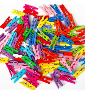 Hm Ahşap Mini Mandal Renkli 35mm 6850-8 100 Lü