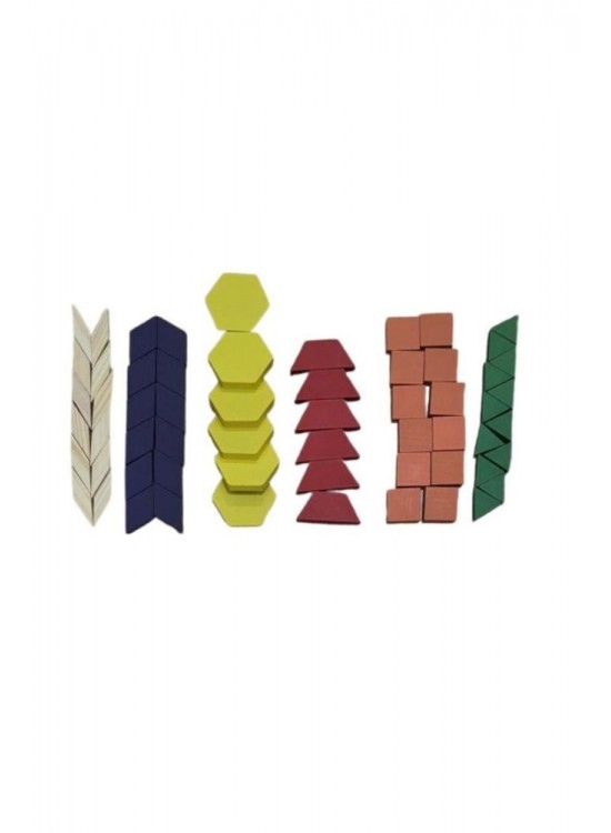 Hobi Eğitim Dünyası Ahşap Tangram Puzzle Blok Seti 60 Parça Hed513