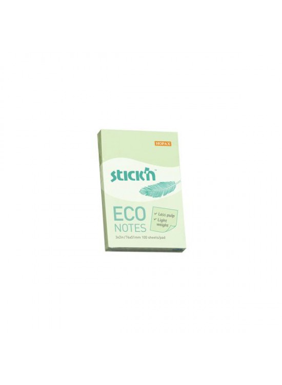 Hopax Stıckn Yapışkanlı Not Kağıdı 100 YP 76x51 Eco Patel Yeşil HE21744 (1 Adet)