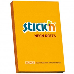 Hopax Stıckn Yapışkanlı Not Kağıdı 100 YP 76x51 Fosforlu Turuncu HE21160 (1 Adet)