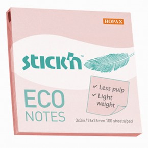 Hopax Stıckn Yapışkanlı Not Kağıdı 100 YP 76x76 Eco Pastel Pembe HE21746 (1 Adet)