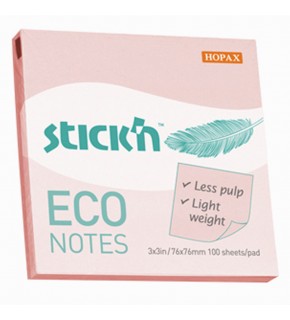 Hopax Stıckn Yapışkanlı Not Kağıdı 100 YP 76x76 Eco Pastel Pembe HE21746 (1 Adet)