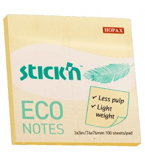 Hopax Stıckn Yapışkanlı Not Kağıdı 100 YP 76x76 Eco Pastel Sarı HE21745 (1 Adet)
