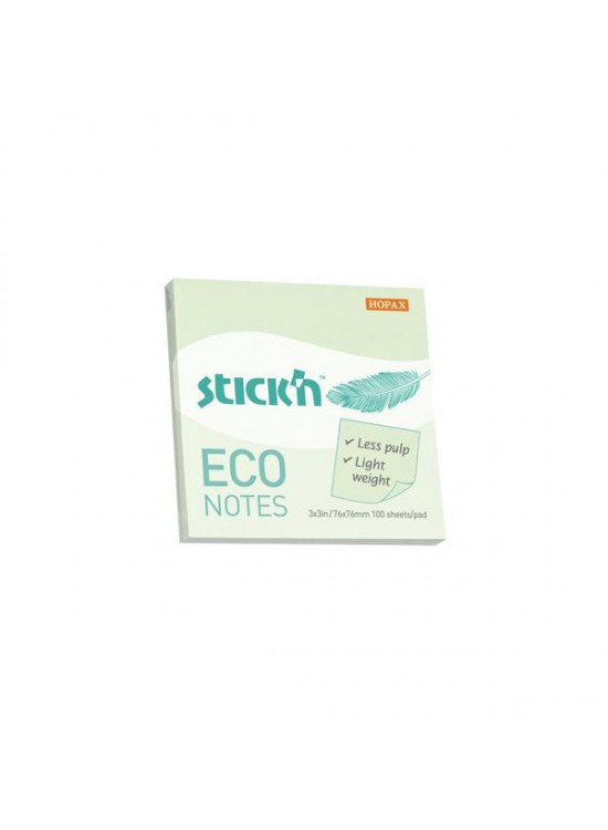 Hopax Stıckn Yapışkanlı Not Kağıdı 100 YP 76x76 Eco Pastel Yeşil HE21748 (1 Adet)