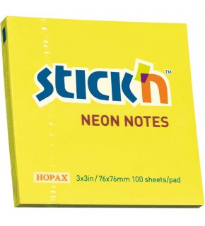 Hopax Stıckn Yapışkanlı Not Kağıdı 100 YP 76x76 Fosforlu Sarı HE21133 (1 Adet)
