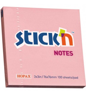 Hopax Stıckn Yapışkanlı Not Kağıdı 100 YP 76x76 Pastel Pembe HE21148 (1 Adet)