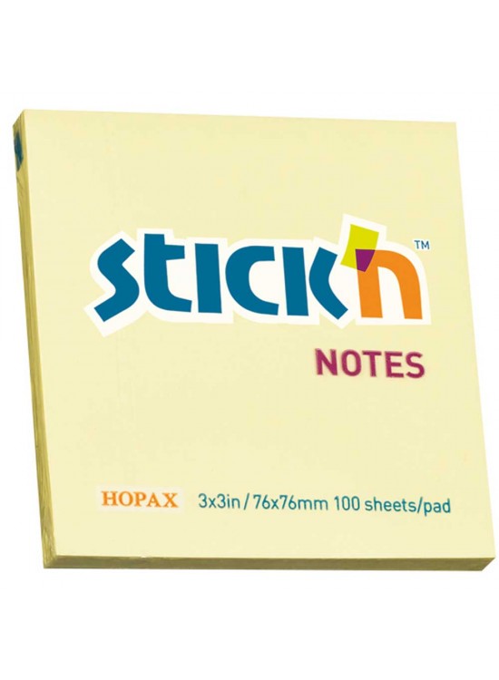 Hopax Stıckn Yapışkanlı Not Kağıdı 100 YP 76x76 Sarı HE21007 (1 Adet)