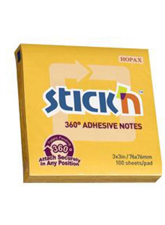 Hopax Stıckn Yapışkanlı Not Kağıdı 360° 100 YP 76x76 Altın HE21551 (1 Adet)