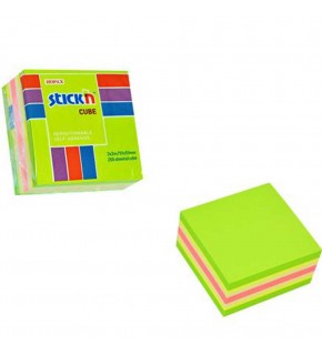 Hopax Stickn Yapışkanlı Not Kağıdı 50x50 5 Renk Küp Blok 250 YP 21534 (1 Adet)