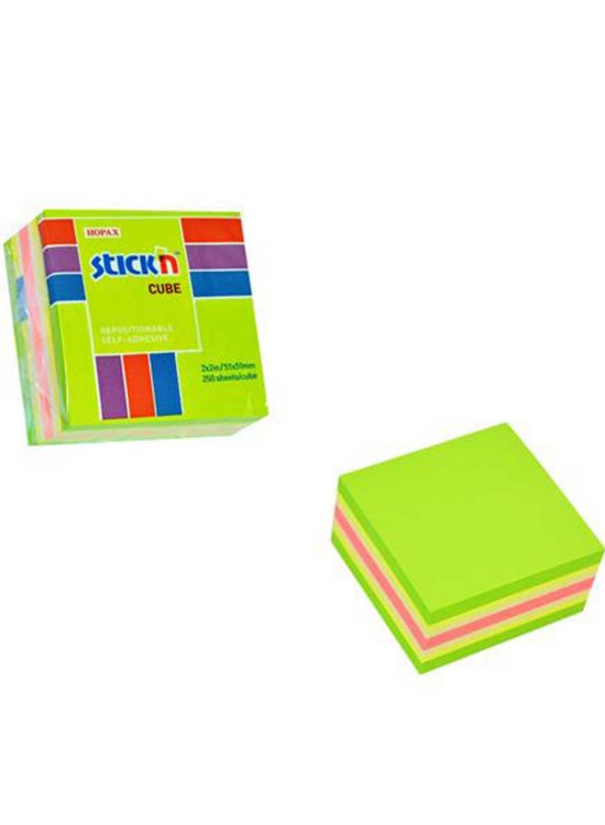 Hopax Stickn Yapışkanlı Not Kağıdı 50x50 5 Renk Küp Blok 250 YP 21534 (1 Adet)