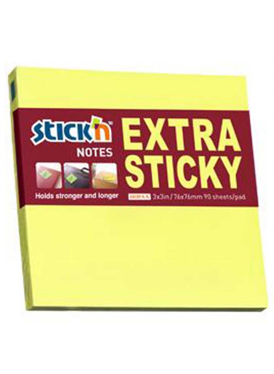 Hopax Stıckn Yapışkanlı Not Kağıdı Extra 90 Yaprak 76x76 Neon Sarı HE21670 (1 Adet)