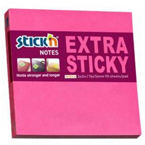 Hopax Stıckn Yapışkanlı Not Kağıdı Extra 90 YP 76x76 Neon Pembe HE21671 (1 Adet)