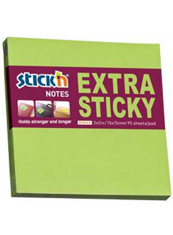 Hopax Stıckn Yapışkanlı Not Kağıdı Extra 90 YP 76x76 Neon Yeşil HE21672 (1 Adet)