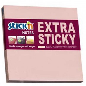 Hopax Stıckn Yapışkanlı Not Kağıdı Extra 90 YP 76x76 Pastel Pembe HE21661 (1 Adet)