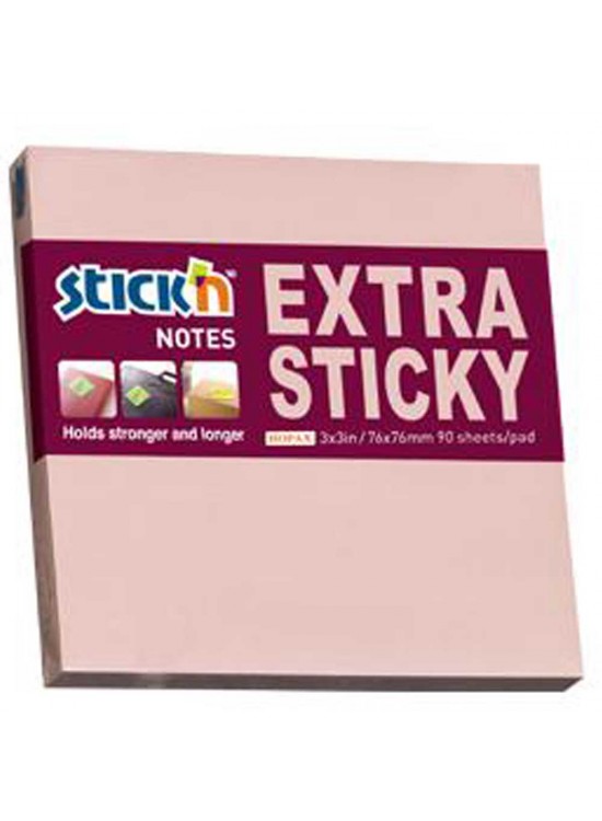 Hopax Stıckn Yapışkanlı Not Kağıdı Extra 90 YP 76x76 Pastel Pembe HE21661 (1 Adet)