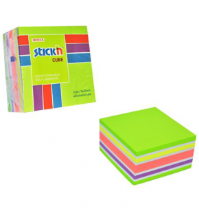 Hopax Stıckn Yapışkanlı Not Kağıdı Küp 400 YP 76x76 5 NP Mıx-A Renk 21537