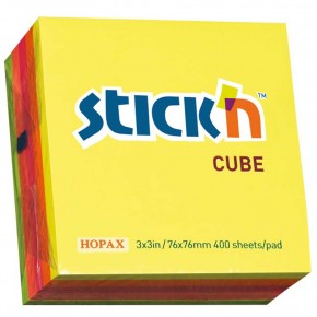 Hopax Stıckn Yapışkanlı Not Kağıdı Küp Fosforlu 400 YP 76x76 5 Renk 21012