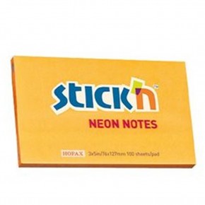 Hopax Stıckn Yapışkanlı Not Kağıdı Neon Turuncu 76x127 MM 100 YP HE21168 (1 Adet)