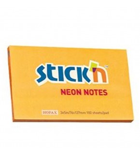 Hopax Stıckn Yapışkanlı Not Kağıdı Neon Turuncu 76x127 MM 100 YP HE21168 (1 Adet)