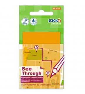 Hopax Stıckn Yapışkanlı Not Kağıdı Yarı Saydam 50 Yaprak 76x51 Neon Turuncu 21706 (1 Adet)